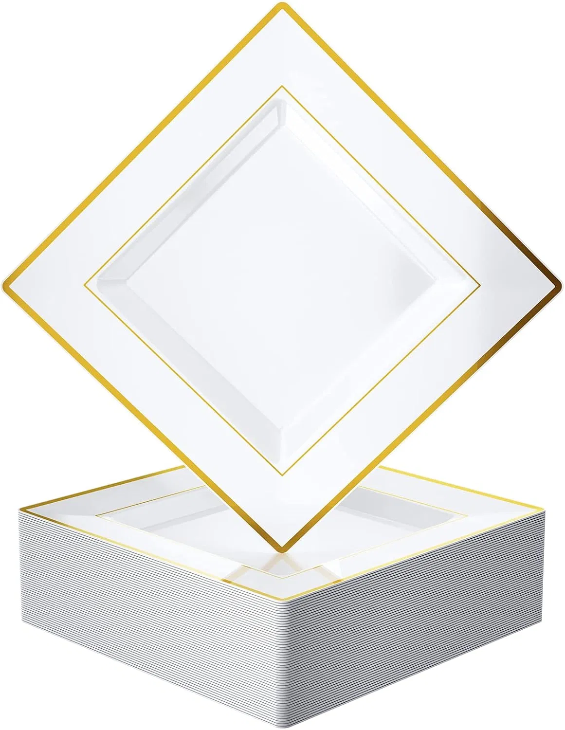 Elegant Square Gold Rimmed Disposable Plates for Events