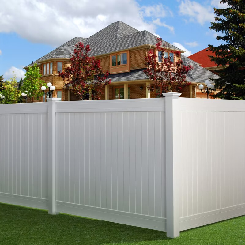 Residential PVC Vinyl Full Privacy Fence Post Profile Material, Solid Privacy Fencing Panel, Plastic Garden Pool House Villa Picket Fence