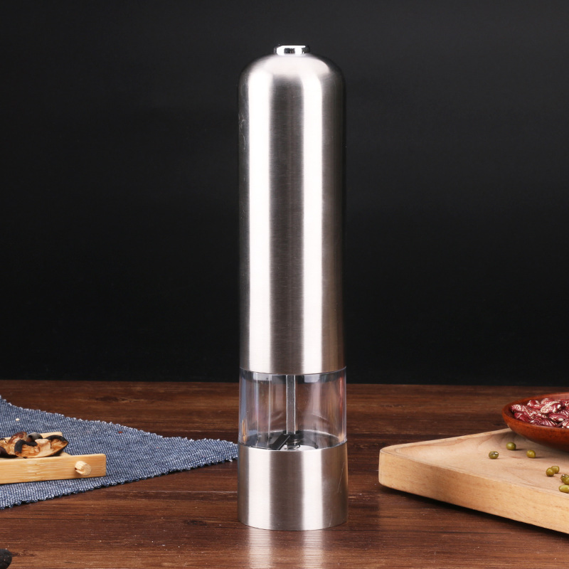 Custom Logo Metal Stainless Steel Salt & Pepper Mill Set Electric Grinders Illuminated Shakers Pepper Mill Grinder Set Shaker