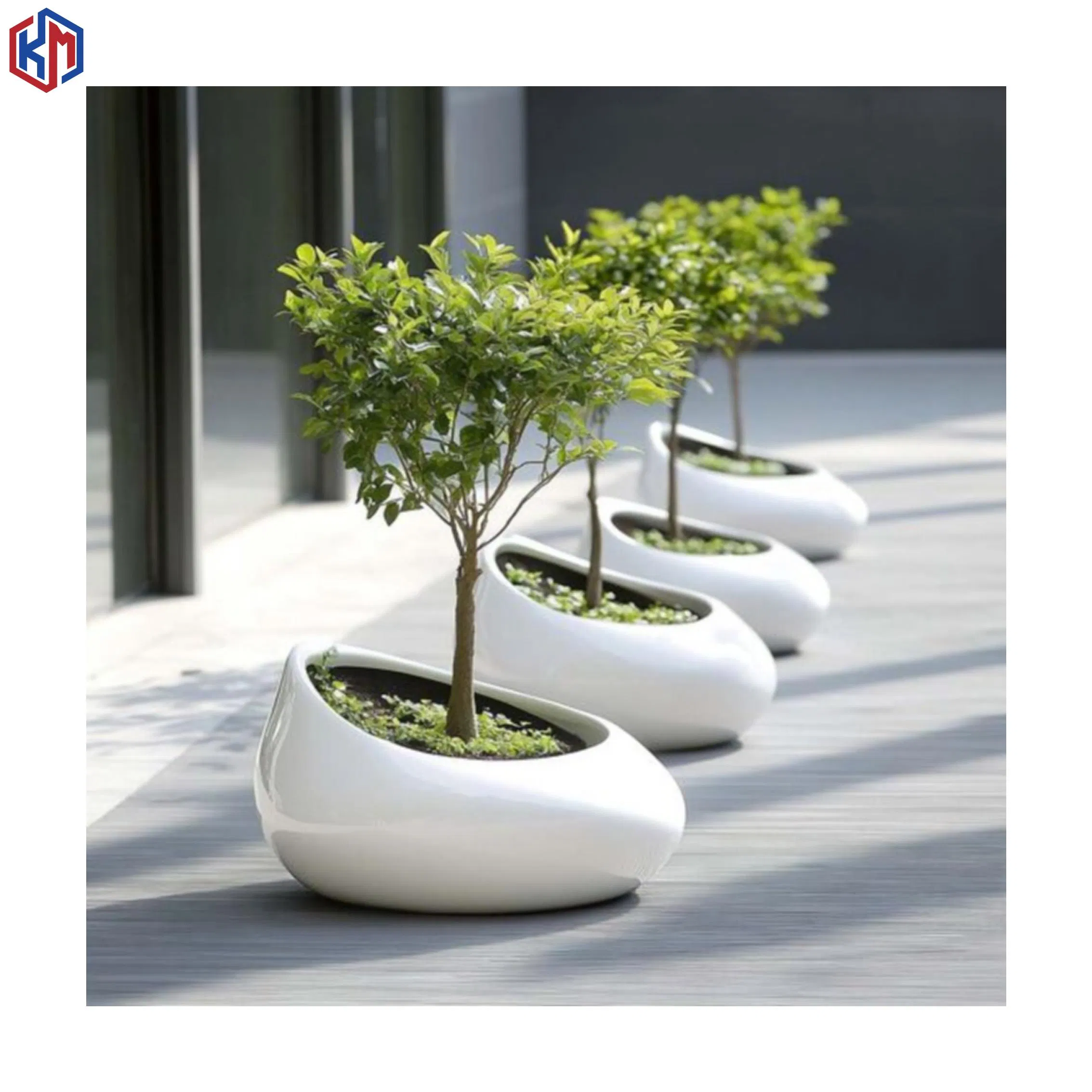 Белый бетонный кашпо GRC для сада, на заказ