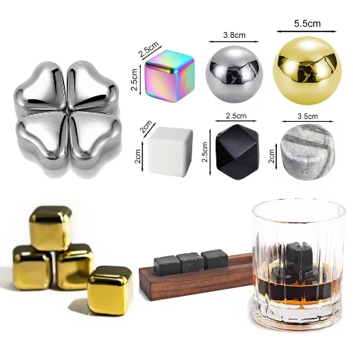 Custom Logo Color Size Stainless Steel Whiskey Stone Soapstone Marble Ice Stone