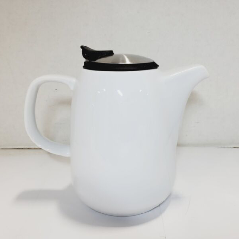 Modern White Large Capacity Ceramic Teapot with Stainless Steel Infuser