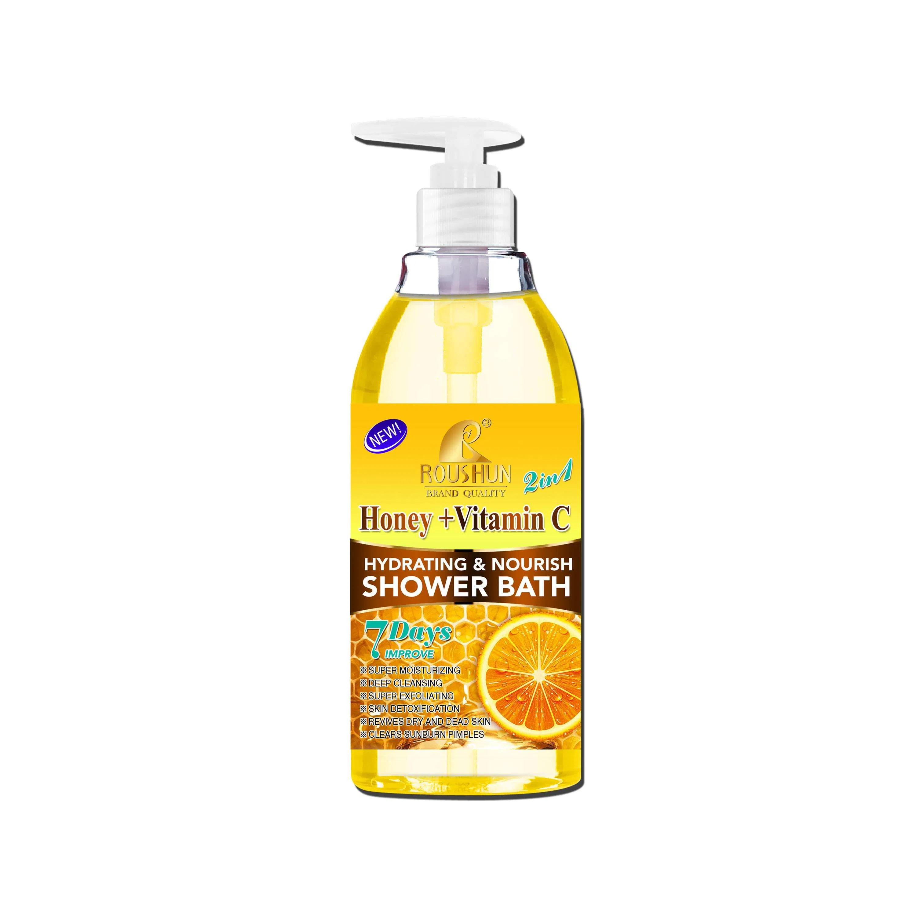 Roushun Honey+Vc Shower Gel Deep Cleansing Nourishing Body Wash Moisturizing Whitening Long Lasting Fragrance