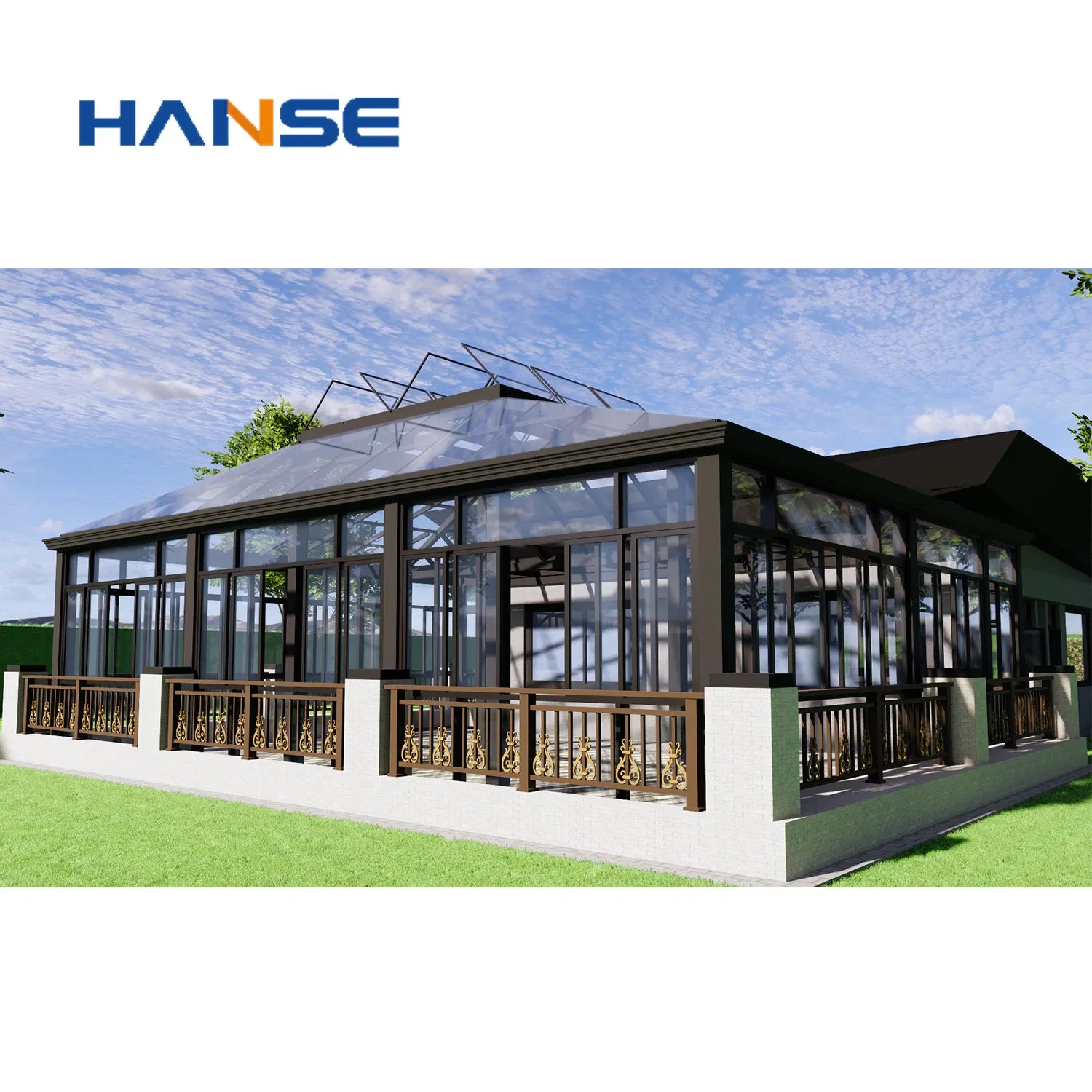 High-Quality Customized Winter House Garden Villa Aluminum Sun House Glass Roof Aluminum 4 Season Sunroom