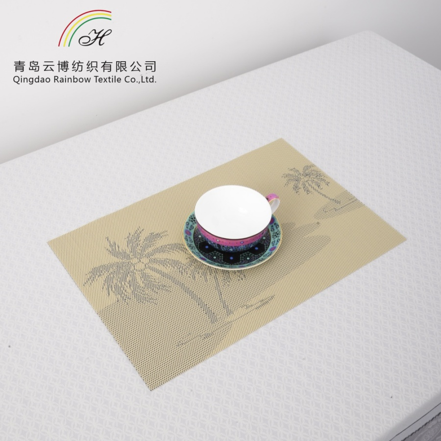 Custom Pattern Rectangle PVC+Polyester Placemat Waterproof Non-Slip Heat Resistant Kitchen Dining Table Place Mat Kitchen Table Mat