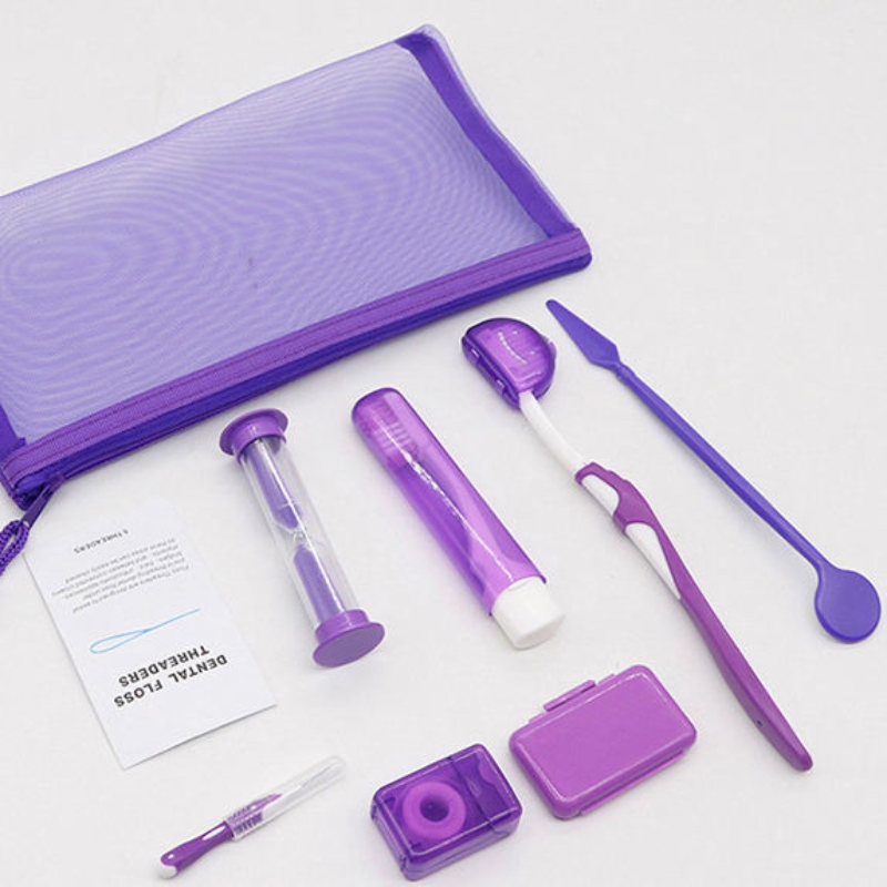 8PCS/Set Orthodontic Oral Care Set Dental Clinic Wax Toothbrush Floss Oral Mirror