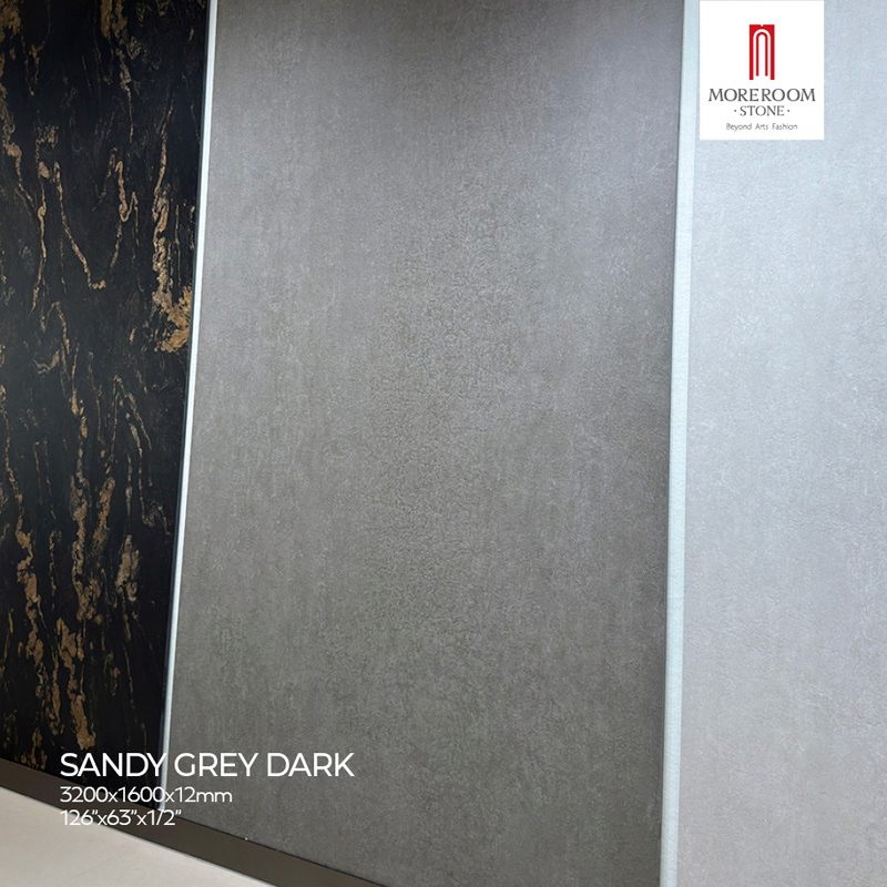 Sintered Stone Sandy Grey Dark Marble Slabs for Luxury Villa Interior Flooring
