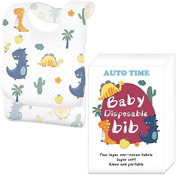 Disposable Bibs Leak-Proof Liner & Reusable Fastener Disposable Baby Bibs