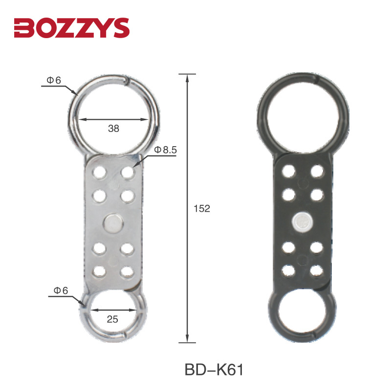 Silver Aluminum Alloy Double-End Jaw Hasp Lockout with 8 Keyholes