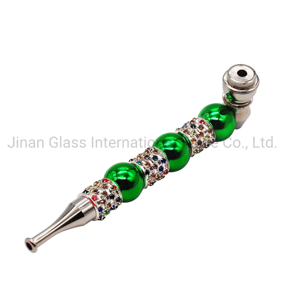 New Metal Thin Mouth Pipe Hollow Color Mosaic Cigarette Set Smoking Pipe