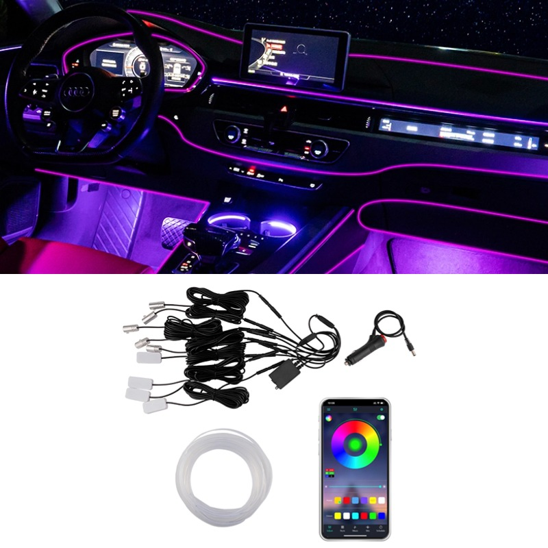 Неоновая подсветка салона авто 12V RGB с APP-управлением