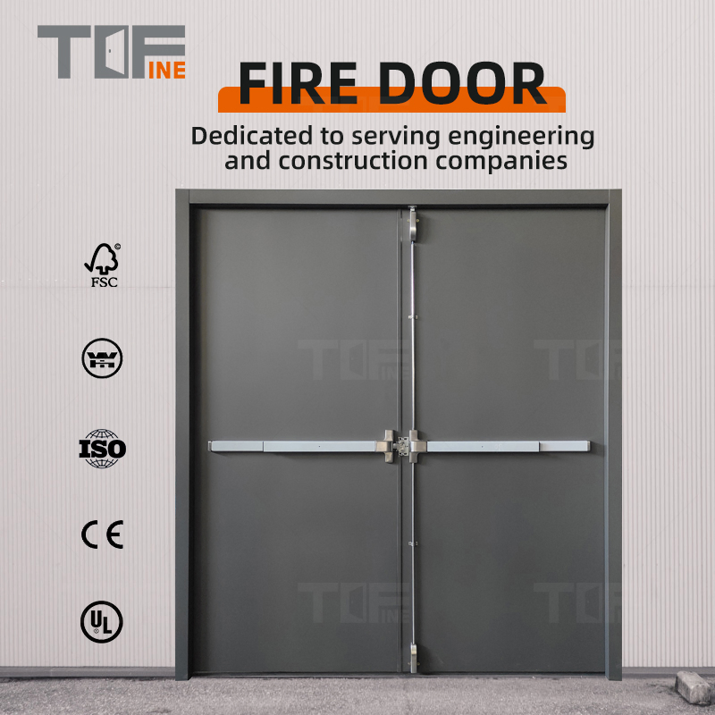 FM Approval Certificate 32"X80" Steel Metal 36 Pre Finished Fire Rated Approved Proof Slab Door Price with Kickplate