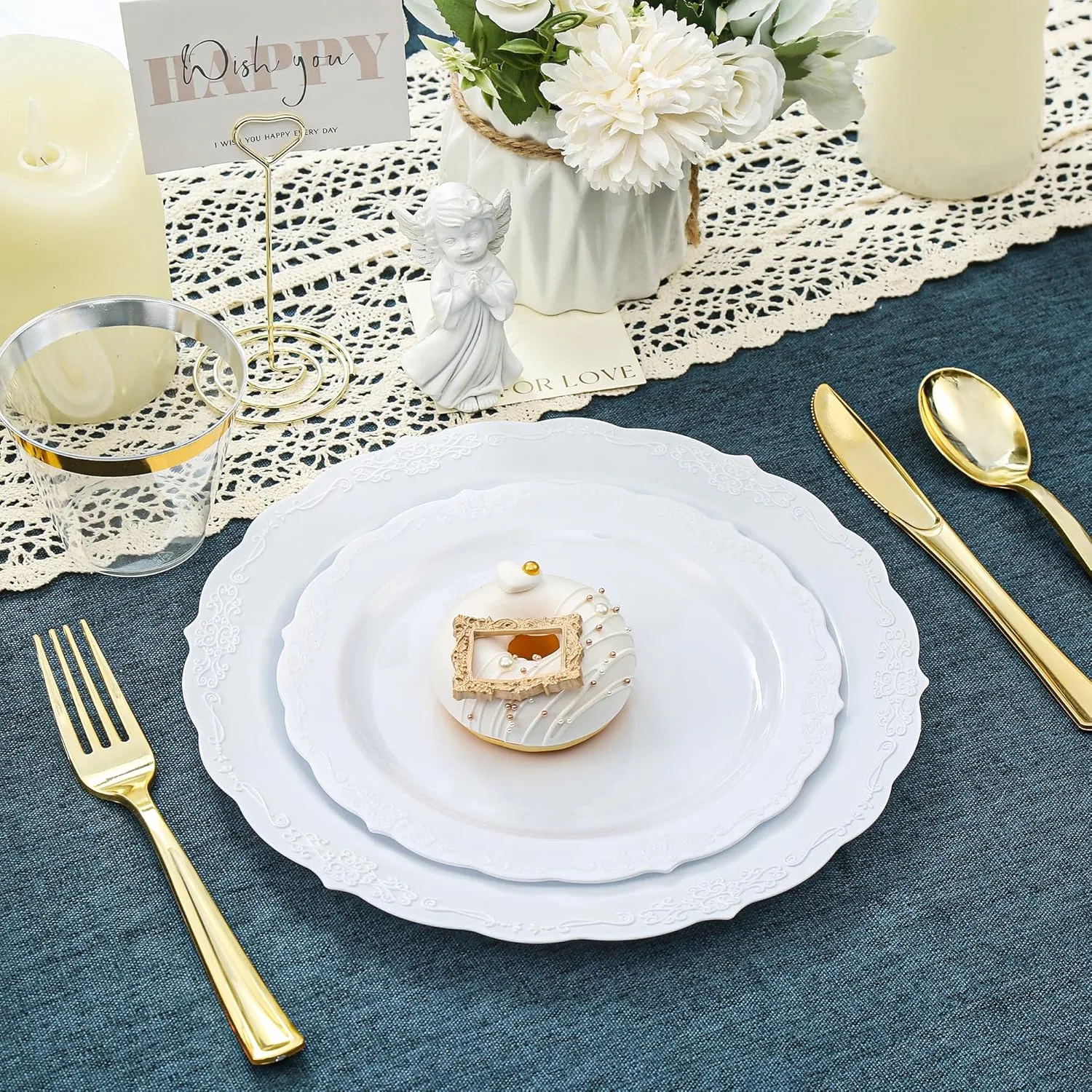Elegant 10-Inch White Disposable Plates - Ideal for Weddings and Celebrations