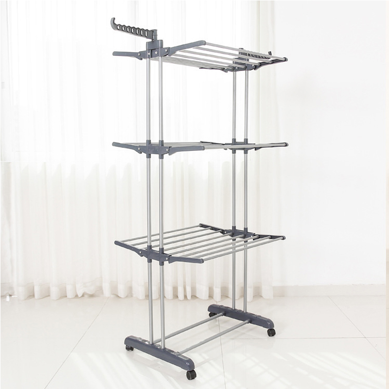 Sanipro Iron Material Collapsible Shelves Clothing Storage Drying Rack Space-Saving Clothes Dryer with 6 Foldable Wings