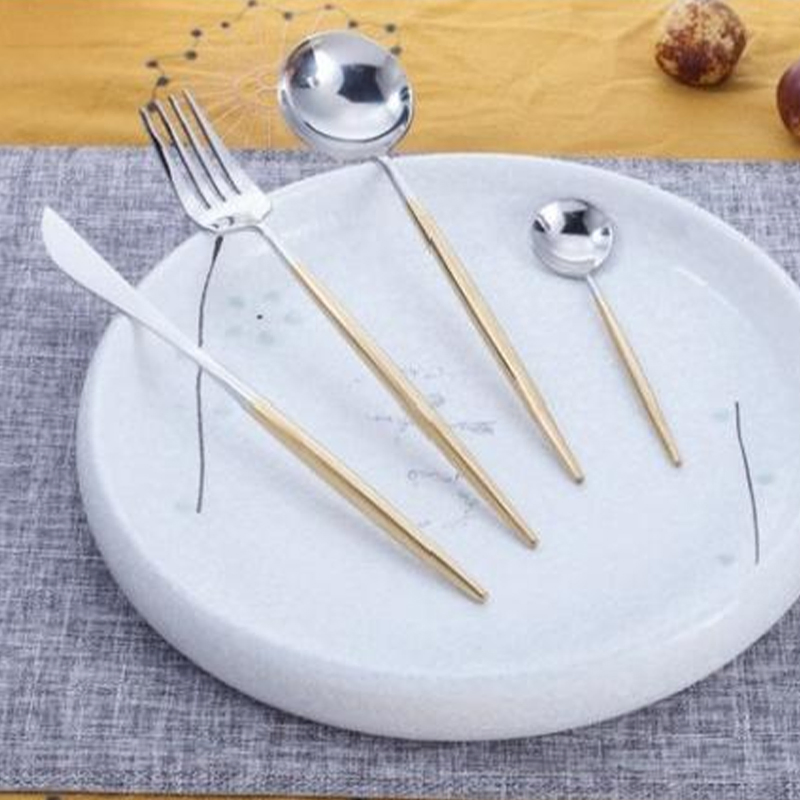 Luxury Wedding Gold Steak Knife Fork Spoon Restaurant Flatware Tableware Cutlery Sets