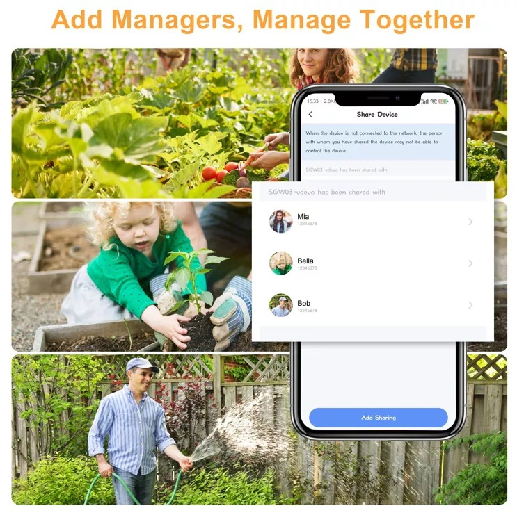 Smart Water Timer with Wi-Fi Hub Automatic Watering System Irrigation Controller