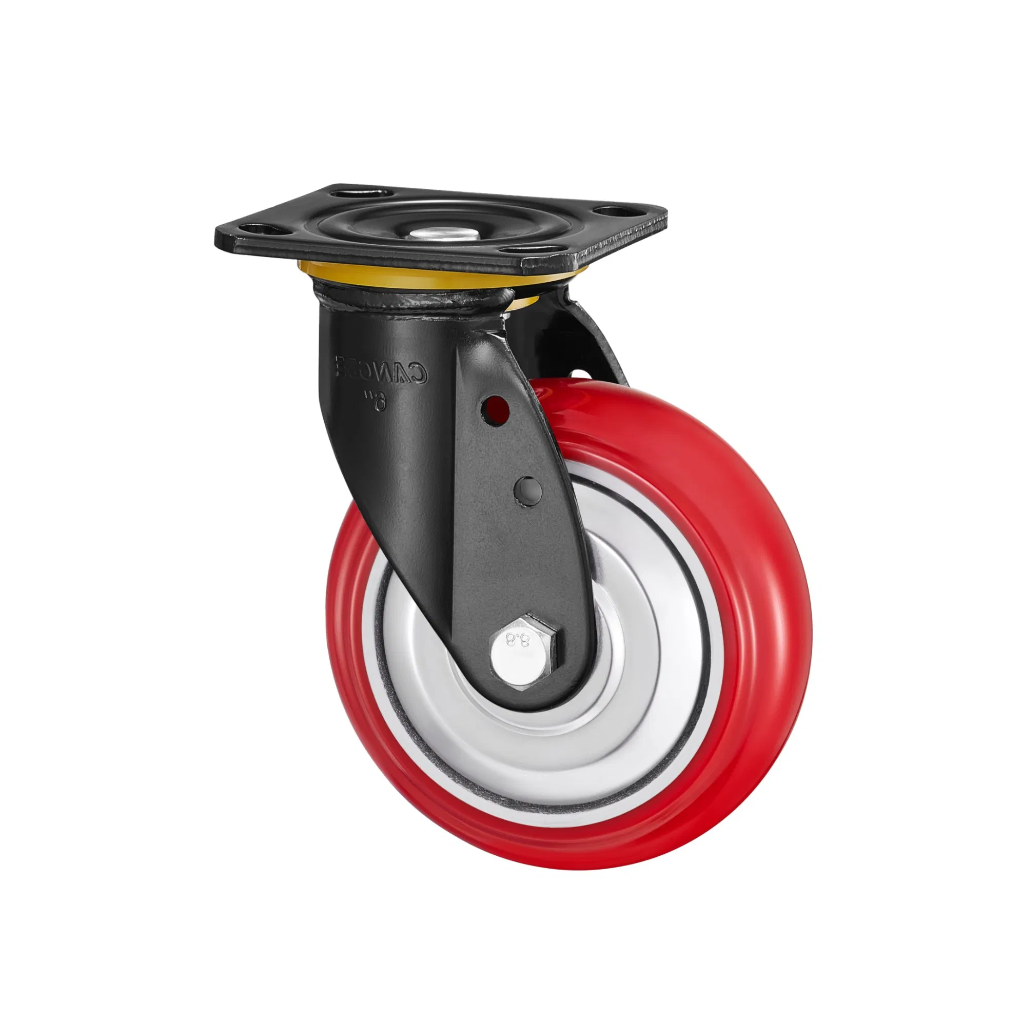 Heavy Duty 4" 5" 6" 8" Double Ball Bearing Red Polyurethane Wheels Heavy Duty Caster Wheels