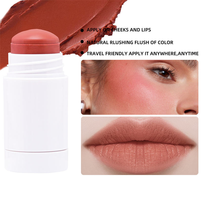 High Pigment Long Lasting Vegan Cheek Monochromatic Multi-Stick Blush for Lip and Check