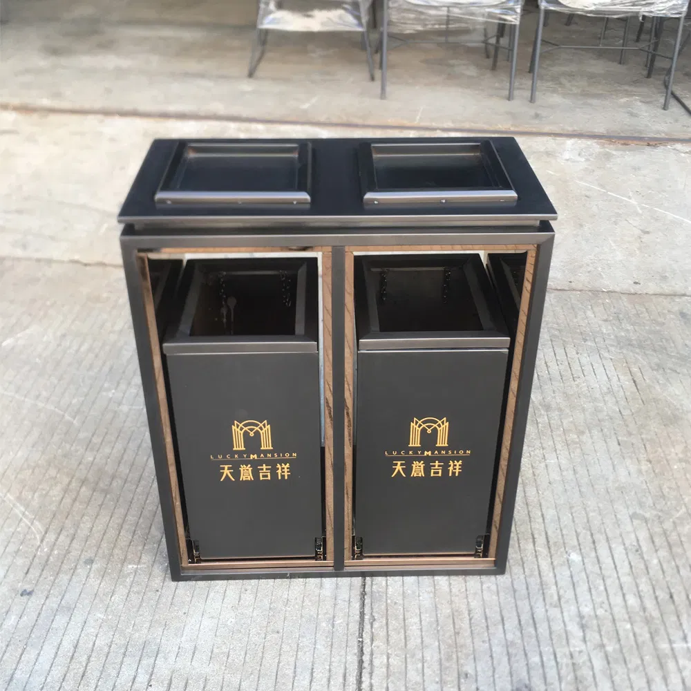 Metal Trash Bin for Nighttime Park Landscapes Commercial Street Used