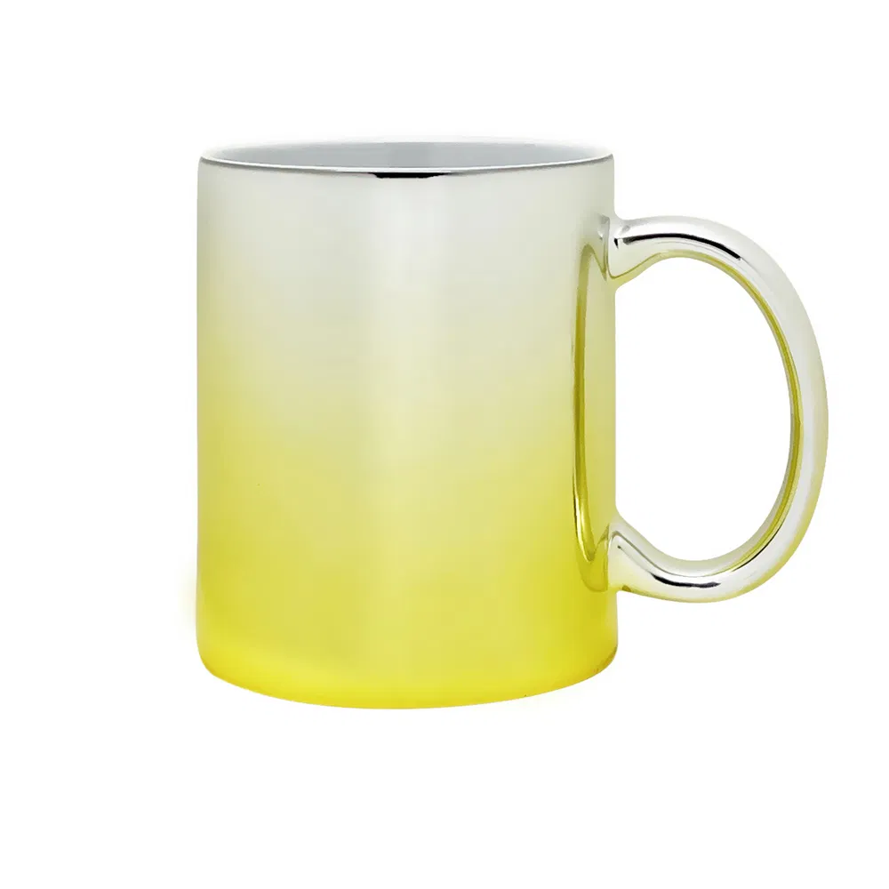 11 Oz Ombre Metallic Plated Ceramic Mug Graduated Electroplated Finish From Light to Dark for Unique Branded Gifts
