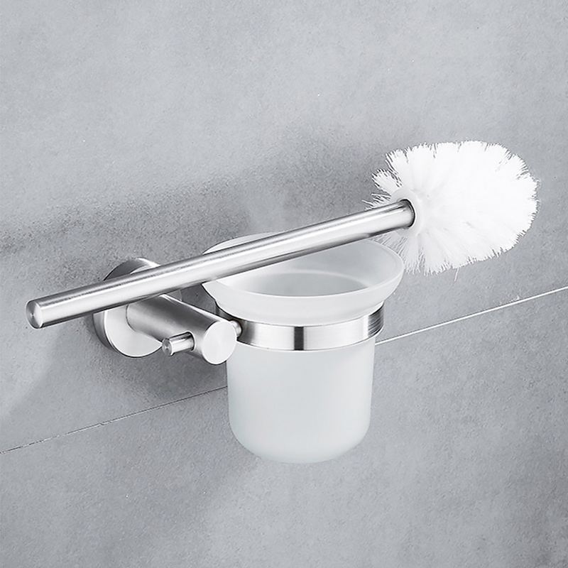 Настенный держатель для ершика из нержавеющей стали 304 со стеклянным стаканом