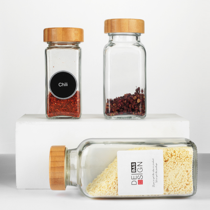 120ml 180ml 4oz 6oz Kitchen Household Glass Spice Containers Salt Pepper Shaker Bottle with Screw Lids