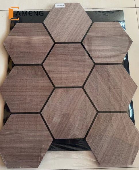 Linyi Factory 100% Recycled Hexagonal Decorative Acoustic Materials Ceiling Fire Resistant Wall Panel