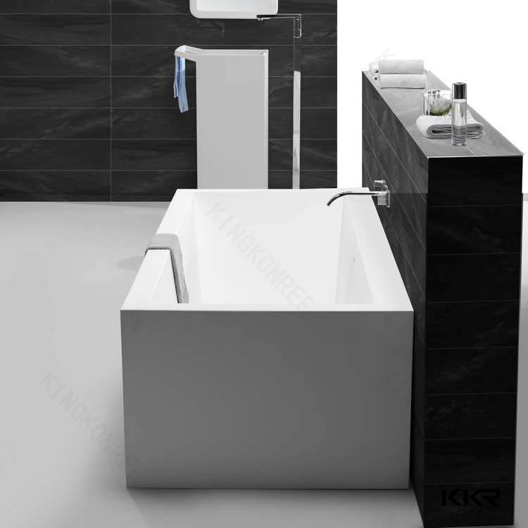 Белая угловая ванна Kingkonree из искусственного камня