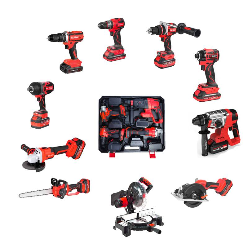Glgw 21V Brushless Powerful Cordless Electric Power Drills Impact Drills Angle Grinder Hammer Electric Tool Kit Power Tools Set Box