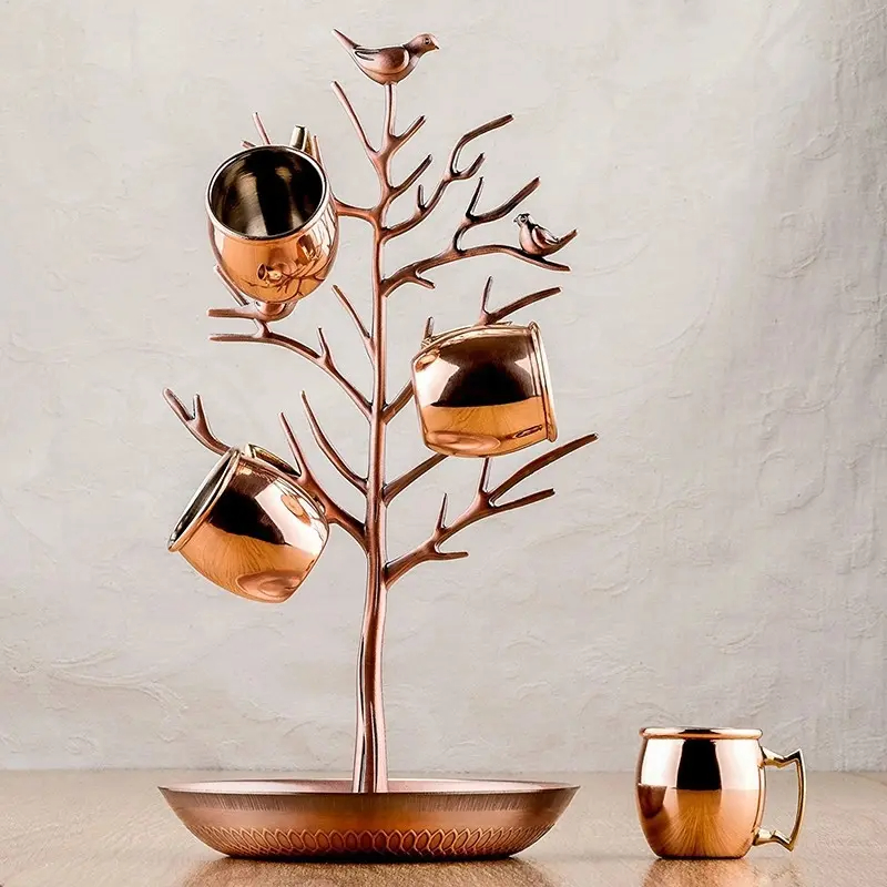 Copper Plated Stainless Steel Hammered Copper Mug with Handle Bar