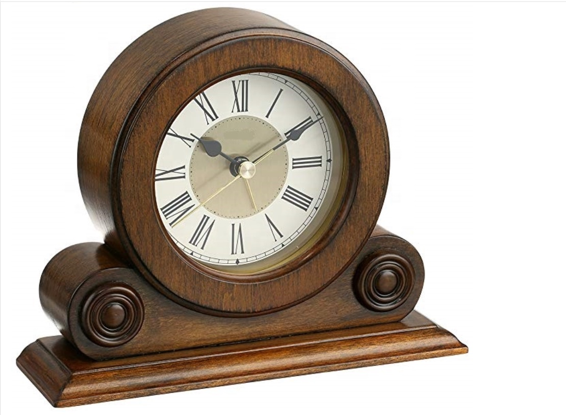 Vintage Style silent Desk and Table Alarm Clock Brown Alder Case