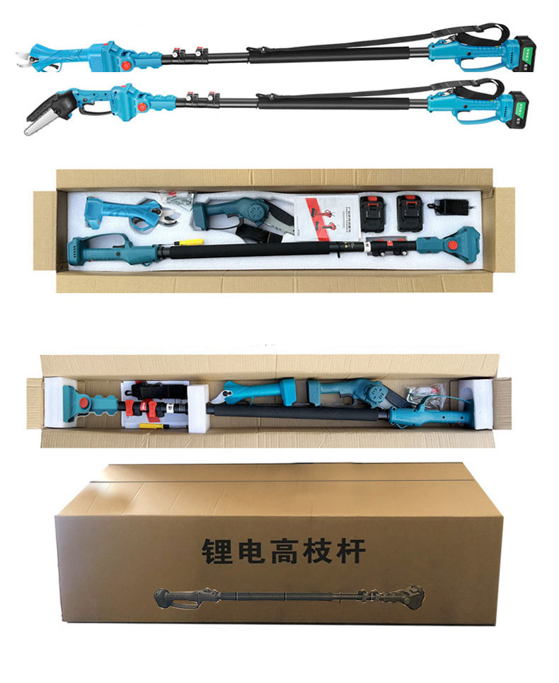 2-in-1 Cordless Pole Pruner with Rechargeable Battery LCD Display Pole Pruning Shear Telescopic Handle for Tree Pruning Cutting