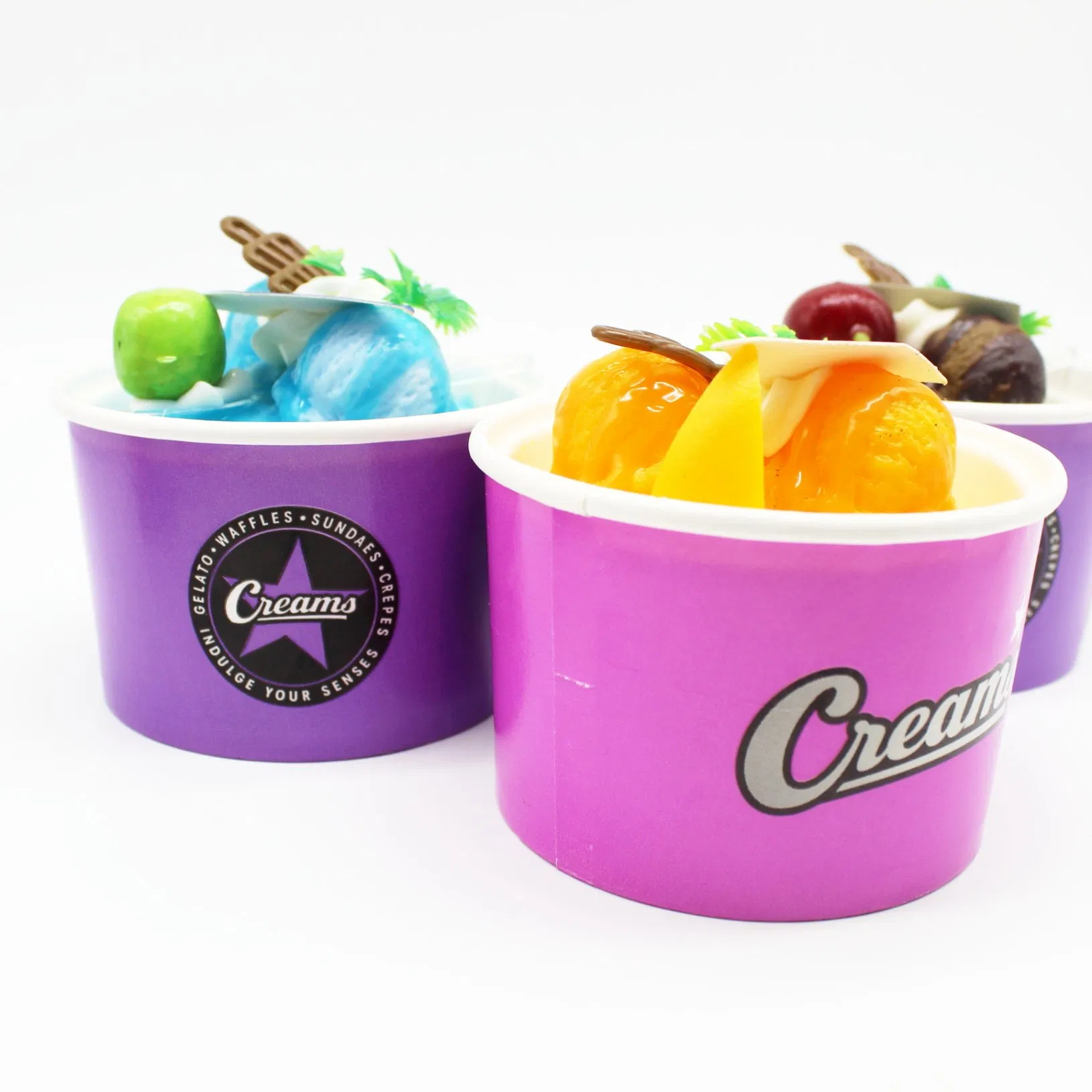 12oz Fresh Green DOT Style Paper Ice Cream Cups/Tubs/Container/Bowls Paper Yogurt Cups