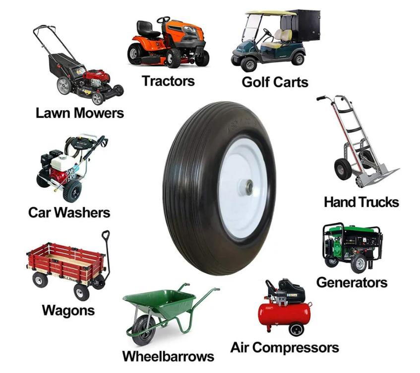 Wheelbarrow Wheel 3.50-8 PU Unbreakable Wheel for Sack Truck Wheelbarrow and Trolley Tires Load 80kg 356 X 80mm Polyurethane Solid Rubber Wheel