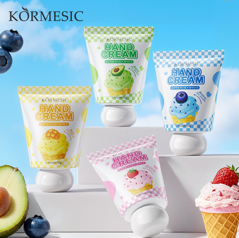30g Wholesale Avocado Strawberry Ice Cream Blueberry Mango Hand Cream Fruit Nourishing Whitening Mini Lotion Hand Cream