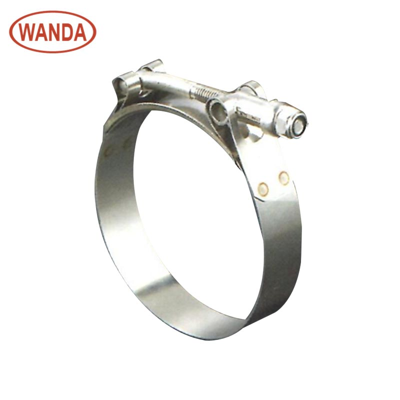 China Manufacture 304 Stainless Steel T Bolt Strong Throat Hoop European Style Hose Clamps
