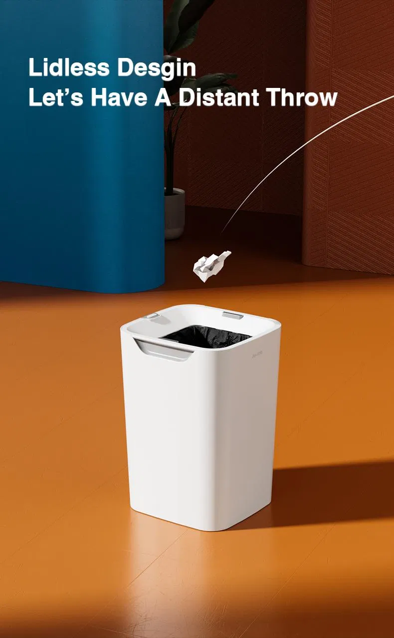 White Smart Automatic Trash Bin Dustbin for Home Use with Charging Function
