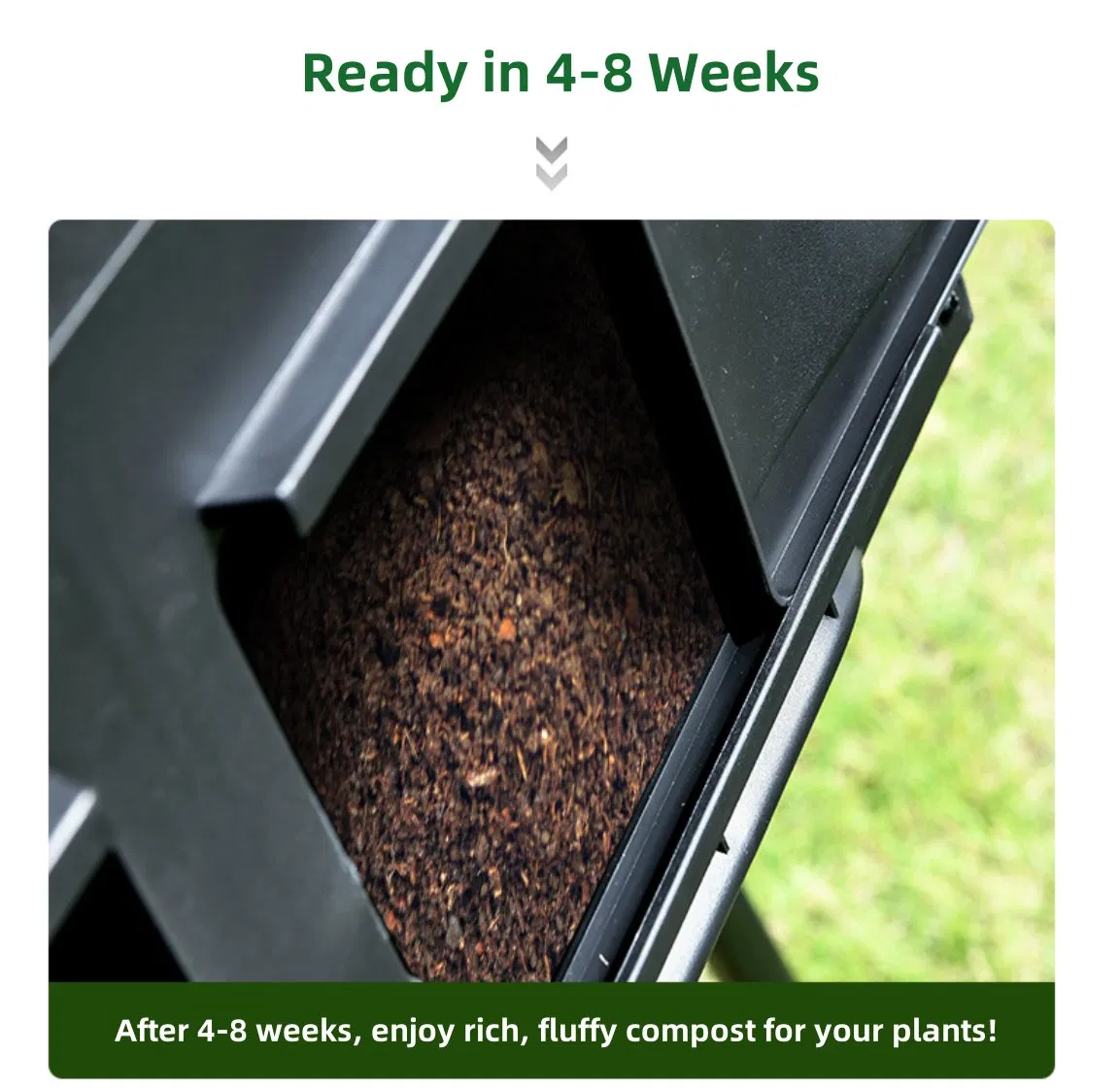 43 Gallon Black Door Outdoor Compost Tumbler Dual-Chamber