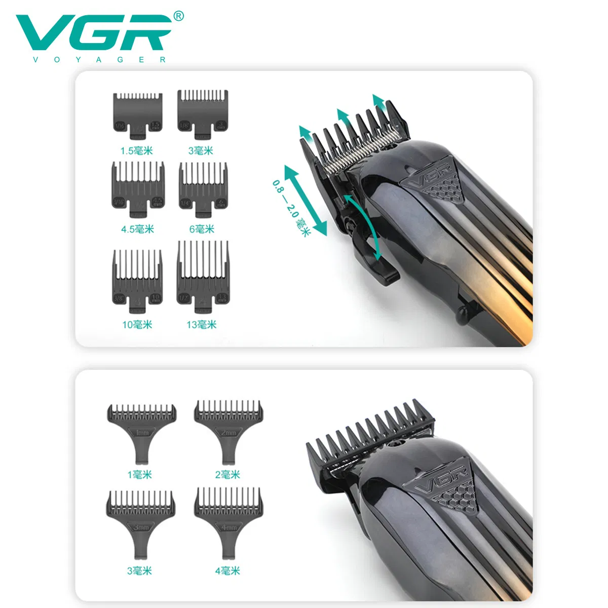 Vgr V-645 Transparent Barber Combo Foil Shaver, Rechargeable Cordless Professional Hair Clipper & Grooming Kit for Men