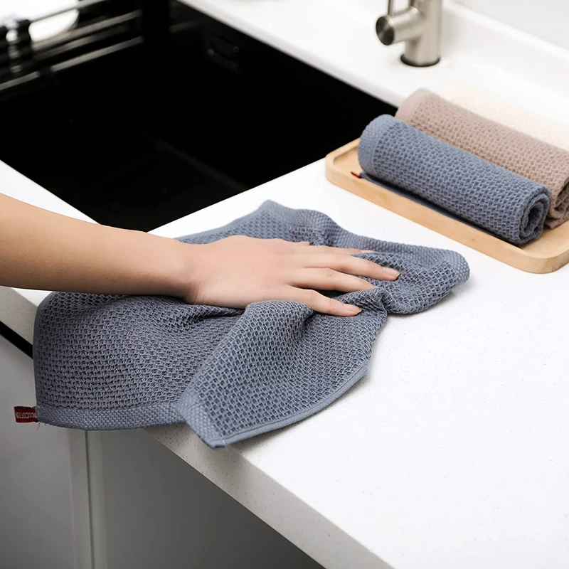 New 100% Cotton Dishcloth Ultra Soft Absorbent Kitchen Towel Household Cleaning Cloth Wash Cloth Dish Rag Beige