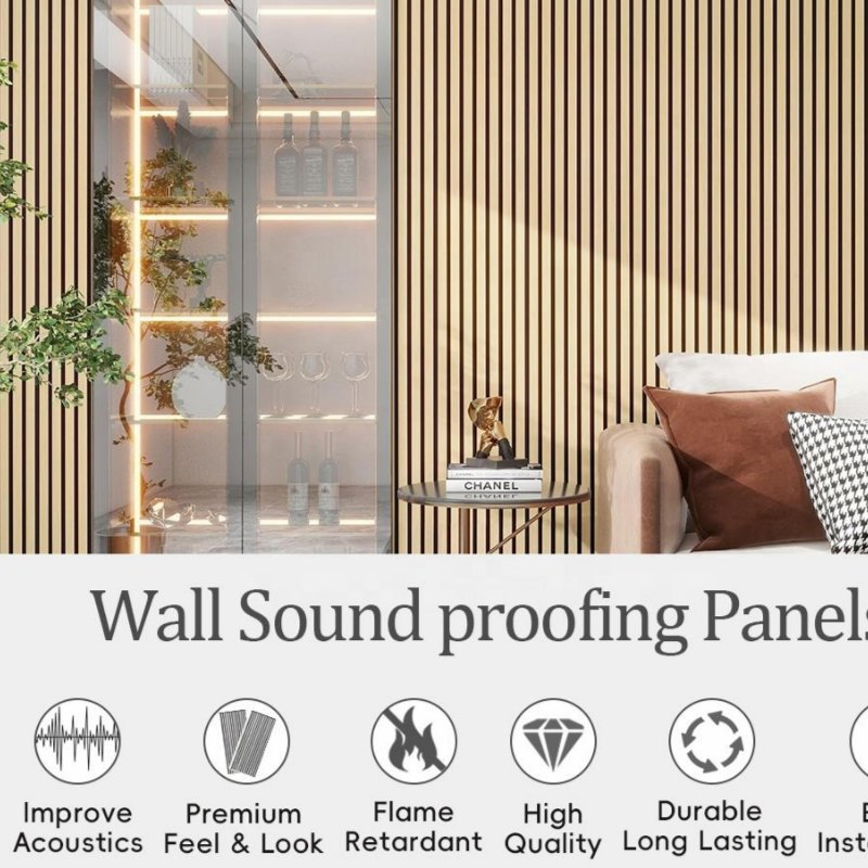 Homes Decorations Wall Panel Boards Sound Proofing Wooden Slat Polyester Acoustic Panel