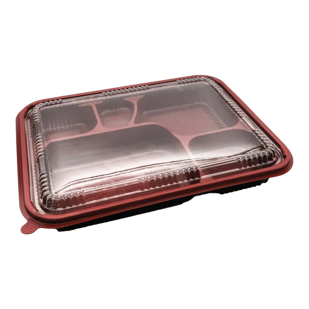 Wholesale Disposable Japanese Takeaway Black Color Food Container Microwaveable Plasticc 5 Pack Snack Lunch Food Packaging