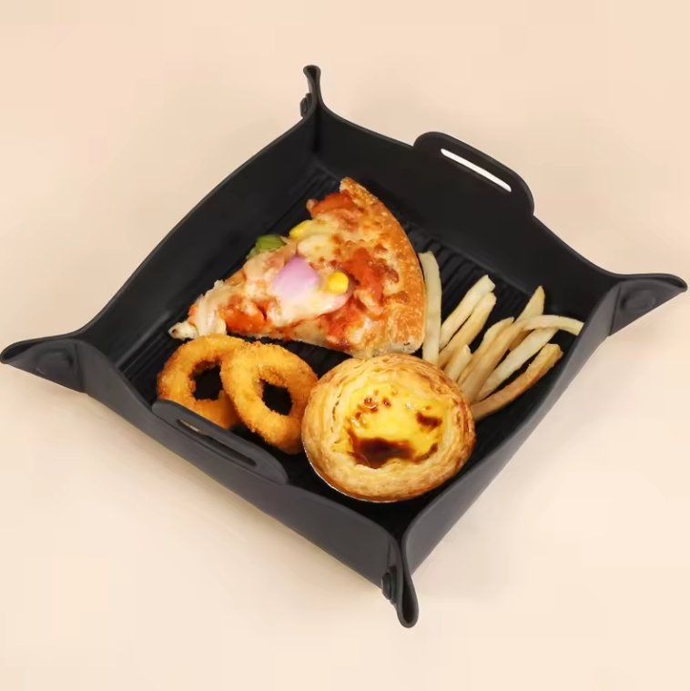 Reusable Food Safe Non-Stick Air Fryer Basket Oven Accessories Silicon Air Fryer Tray