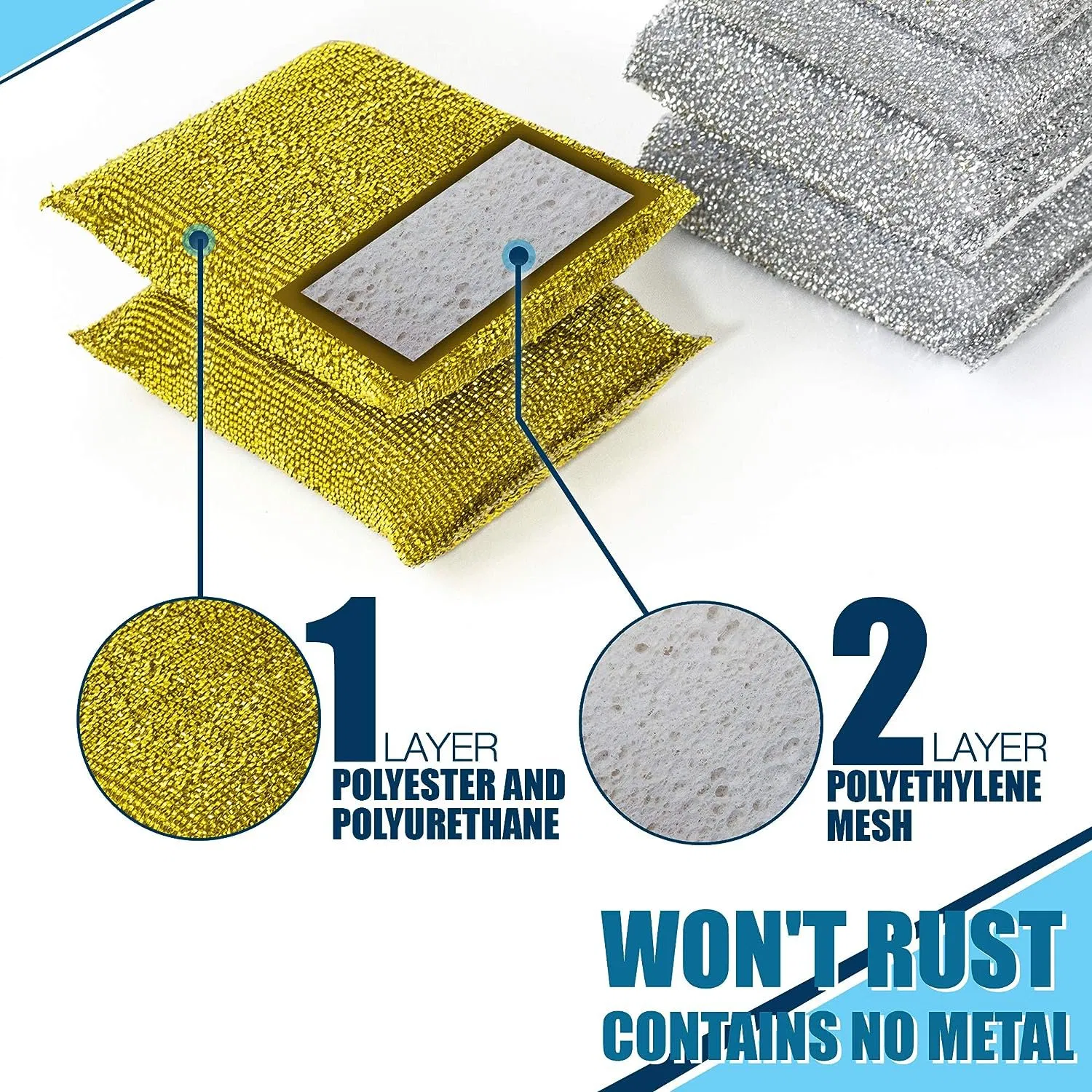 Kitchen Scrubbing Sponges Heavy Duty Non-Scratch Scrubbing Cleaner Sponges 6PCS