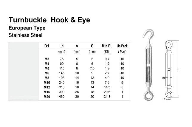 Factory Sales Stainless Steel Standard Wire Rope Turnbuckle Heavy Duty Lifting Wire Rope Turnbuckle