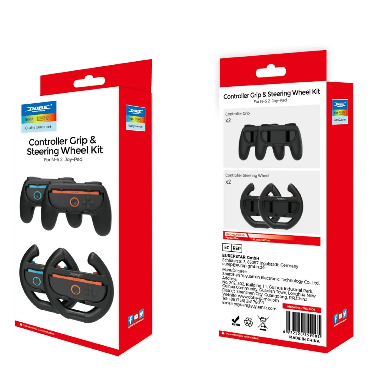 New Tns-5109 Left and Right Controllers Racing Steering Wheel Simple Grip Four-in-One Set for Switch 2