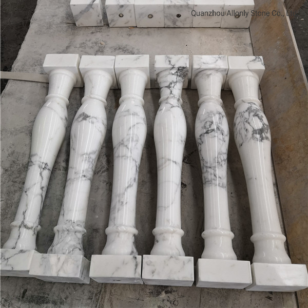 Modern Snow White Marble Balustrade Stairs Stone Railing Baluster