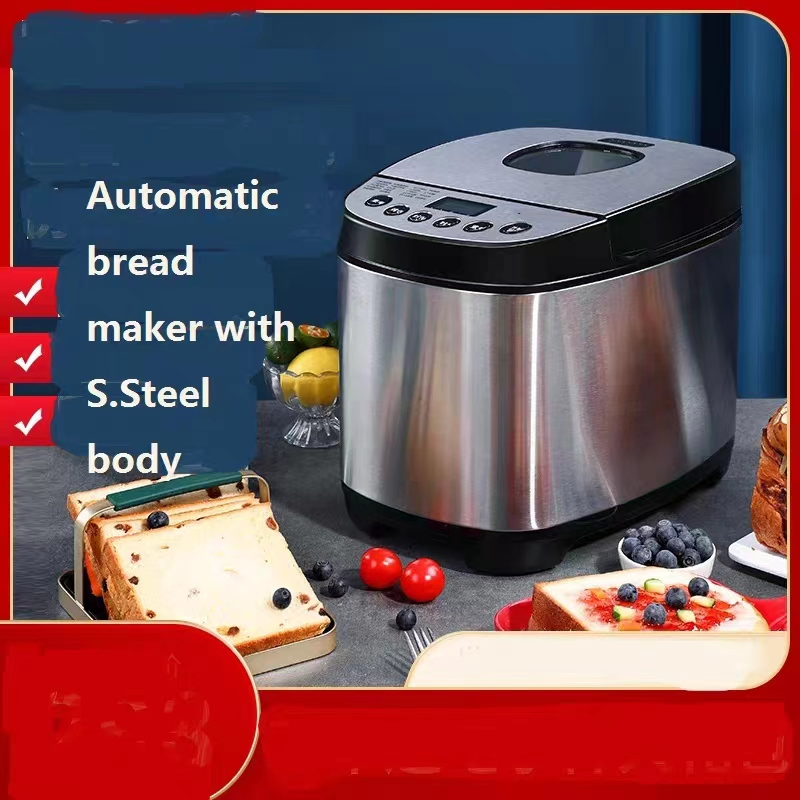 Stainless Steel Touch-Screen Household Compact and Automatic, Customizable Settings Bread Maker Machine