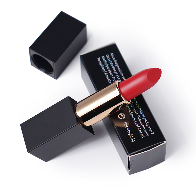 Black Gold Magnetic Tube Packaging Private Label Vegan Matte Nude Lipstick