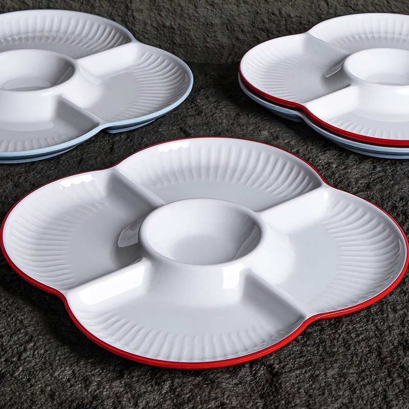 Melamine Hotel Irregular Flower 5 Compartments Plates Custom Divided Serving DIP Platter